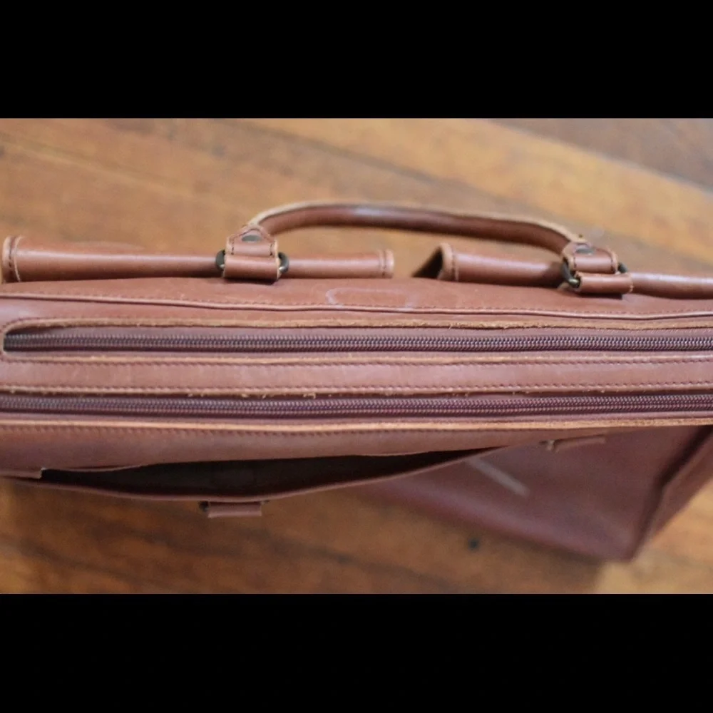 XL British Tan Leather Briefcase Attaché